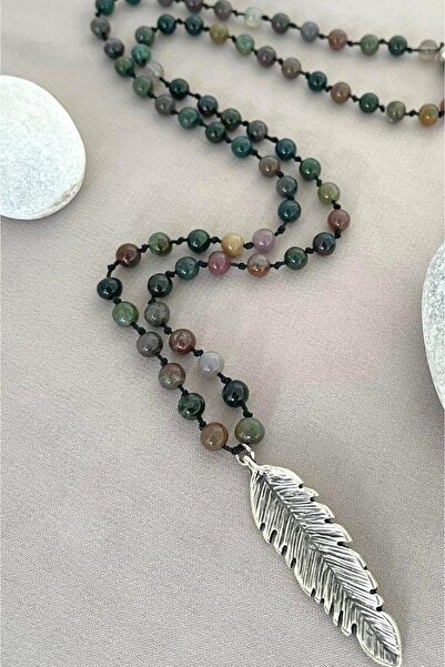 CRAZY TAKI TASARIM 6 Mm Hint Akiği Doğaltaş 70-80 Cm Uzun Erkek Kolyesi