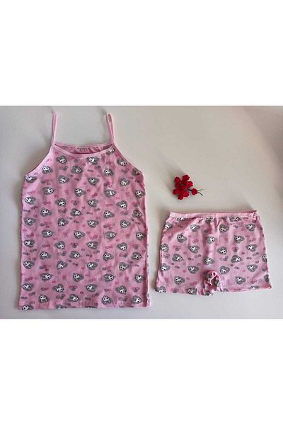 Poli Underwear Girl's Printed, Patterned Elastane Cotton Rope Strap Athlete Boxer Set