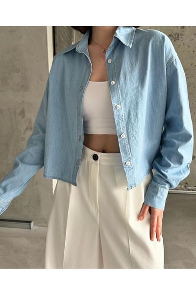 Ekim Store Cămașă Crop din denim