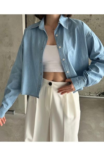 Ekim Store Cămașă Crop din denim