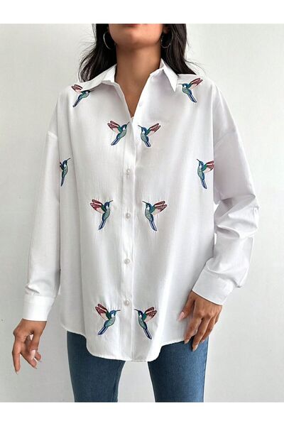 sweet daisy fashion Beyaz Nakışlı Gömlek