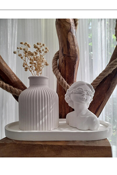 BLANJ Kadın Figürlü 3'lü Vazo Seti & Dekoratif Obje & Tabak & Vazo & Biblo & ...