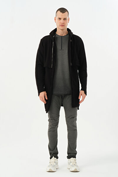 Ex-pent erkek siyah örme sweat-ceket