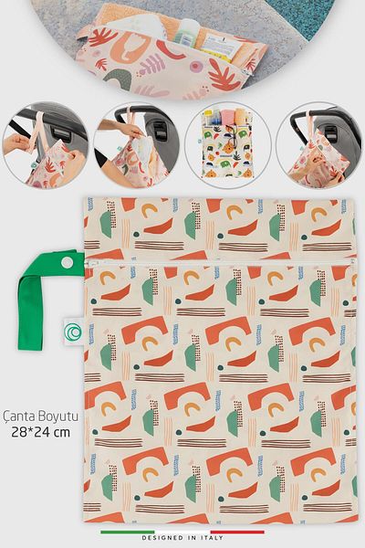 Elele Life Wet Dry And Dirty Baby Bag Liquid Proof Large Size 28x24 cm Shapes