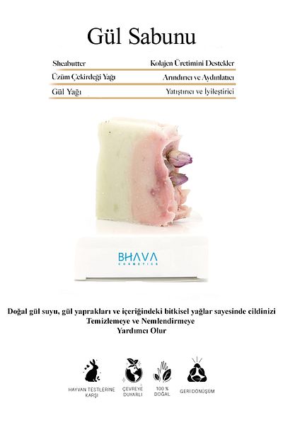 bhava cosmetics Natural Rose Water and Natural Rose Petals Rose Soap