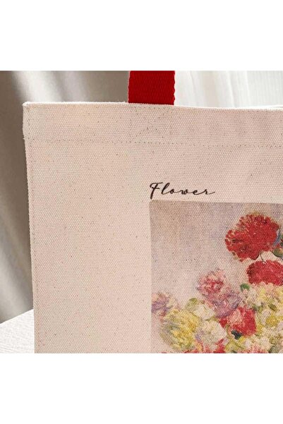 Buka Shops Monet Flowers Patterned Tote Canvas Bag