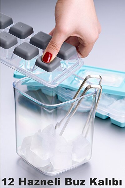 Kitchen Beauty 12 Bölmeli Bas - Parmak Buz Kalıbı Silikon Yapışmaz Buzluk