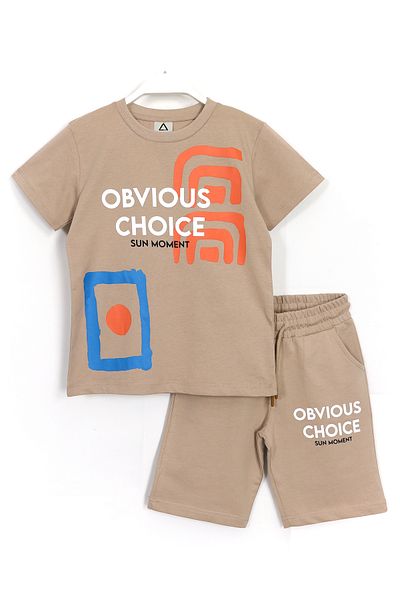 DobaKids Slogan Print Boy's Summer Σετ 2 τεμαχίων 8-15 ετών Milk Coffee