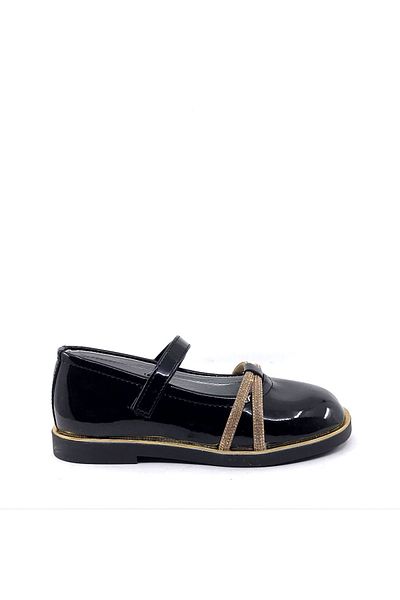 AYAKKABIMOOD Ayakkabımood Arz 4752 Black Patent Leather Stoned Girl's Ballerina Shoes