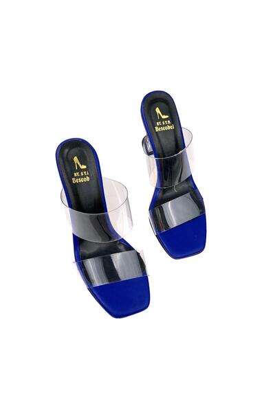 bescobel Papuci de damă Edva Blue Bandă transparentă cu toc șampanie transparent 8 CM