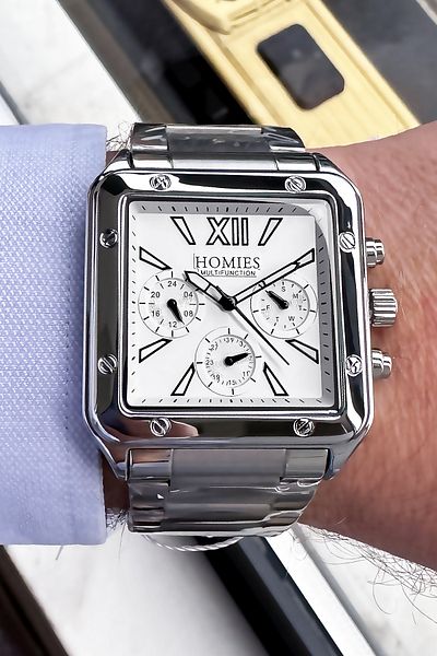 Homies Men's Silver Color Steel Watchband and Bracelet - 3 ATM Waterproof HME2048C1