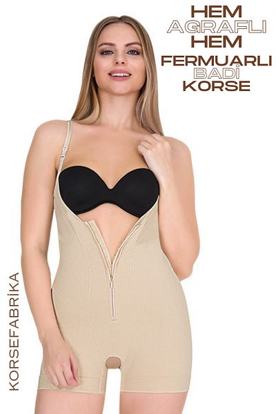 KORSEFABRİKA Recovery Short Leg Badi Corset - Agraphed and Zippered