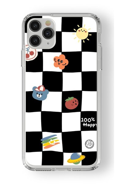 Multitronic حافظة شفافة مطبوعة بتصميم Happy Sun متوافقة مع هاتف Iphone 11 Pro...