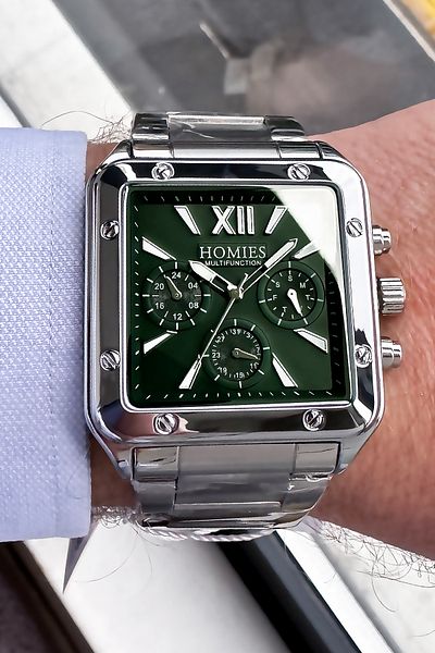 Homies Men's Wristwatch 3 Atm Waterproof Silver Color Steel Cord + Bracelet Gift HME2048C4