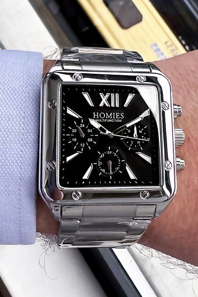 Homies Men's Wristwatch 3 Atm Waterproof Silver Color Steel Cord + Bracelet Gift HME2048C2
