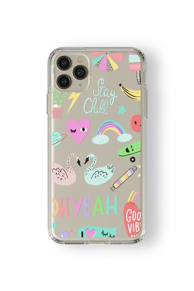 Multitronic حافظة شفافة مطبوعة بتصميم Stay Chill متوافقة مع هاتف Iphone 11 Pr...