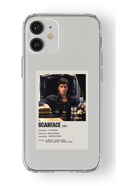 Multitronic Iphone 12 Mini Uyumlu Scarface Poster Tasarım Baskılı Şeffaf Kılıf