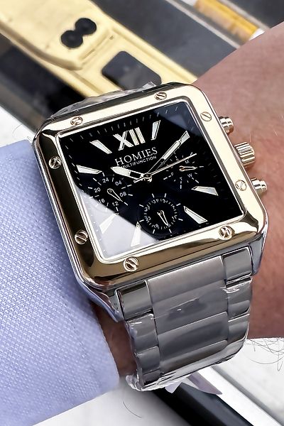 Homies Men's Wristwatch 3 Atm Waterproof Silver Color Steel Cord Bracelet Gift Hme2005c2