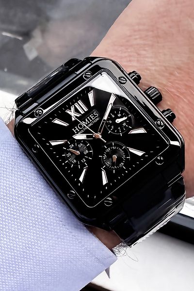 Homies Men's Wristwatch 3 Atm Waterproof Black Color Steel Cord Bracelet Gift Hme2005c4