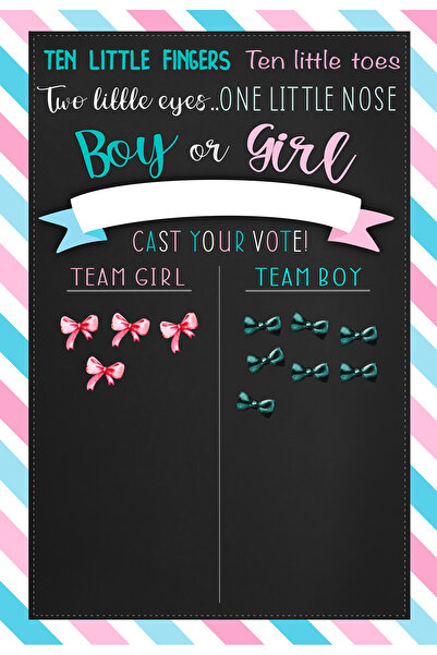 512 STORE Bebek Cinsiyet Partisi Tahmin Oylama Poster 33x48 10 Pembe Kurdele/ 10  Mavi Kurdele