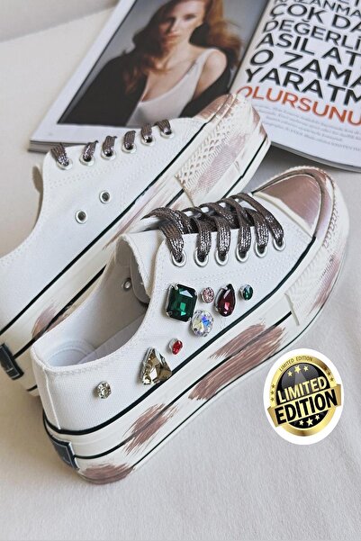 akerler حذاء رياضي نسائي قصير من الكتان باللون الأبيض المستورد EW900