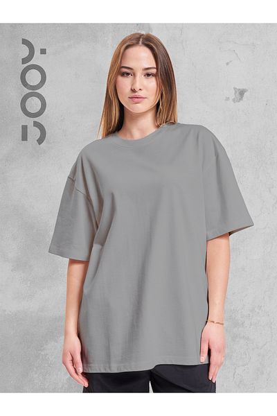 Jooy Company Smoke Grey Crew Neck Oversize Boyfriend Basic Tshirt