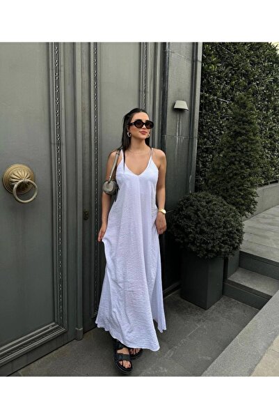 Ekim Store Λινό Maxi Φόρεμα