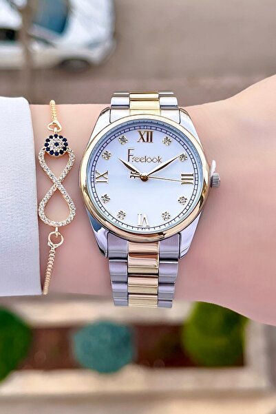 Freelook Sarı Gümüş Renk 24 Ay Garantili Kadın Kol Saati ve Bileklik