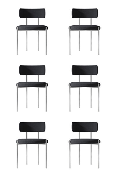 AVVİO Cheri  Gümüş 6 'lI Yemek Odası Sandalyesi Mutfak Masası  Cafe Restorant...