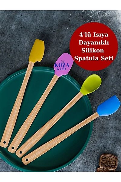 Voltmar 4-Piece Heat Resistant Silicone Spatula Set Silicone Kitchen Set Colorful Spoon Spatula Set