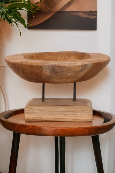 oceanpoint Özel Tasarım Oyma Masaüstü Dekor Doğal Ahşap 30x20CM