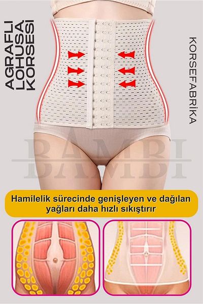 KORSEFABRİKA 3-Stage Gap Hook, Waist Slimming, Firming, Postpartum, Toning Maternity Corset