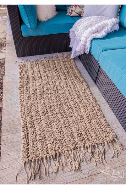 Nympha Bohem Jüt El Örgüsü Kilim, El Yapımı Halı, Veranda Balkon Bahçe Dekora...