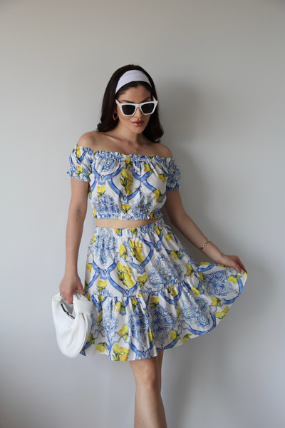 Julidress Julidress Bluză elastică cu model de lămâie, cu umăr în afara umăru...