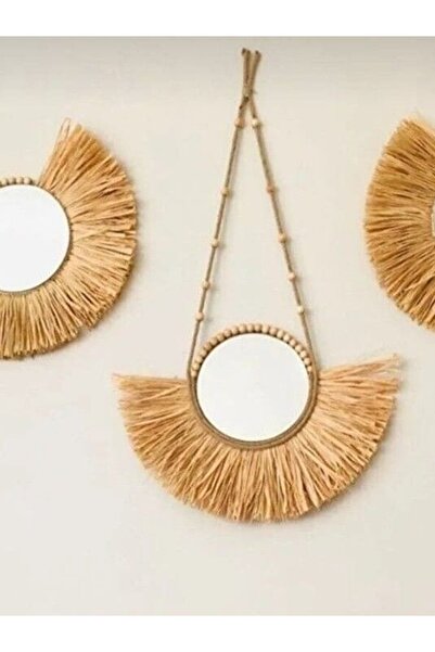 FN 3 Bohem RAFYA DOĞAL JÜT Dekoratif Parlak Şık Hasır Duvar Salon Süs Aynaları bebek odası EV modern