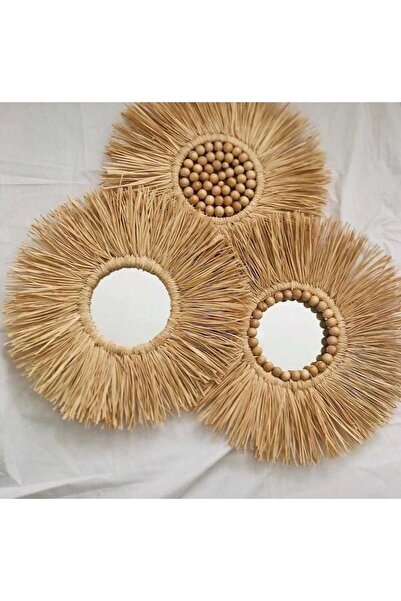 FN 3 Bohem RAFYA DOĞAL JÜT Dekoratif Parlak Şık Hasır Duvar Salon Süs Aynaları bebek odası EV modern