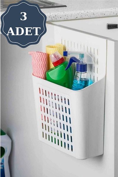 PONÇİK STORE 3 bucăți din plastic pentru dulap cu agățat pentru dulap interior pentru detergent
