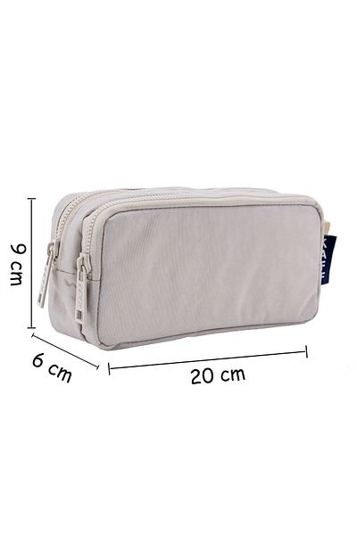 NEMO BAGS Beige Large Kaff Pencil Case - Waterproof, Washable Crinkle Wallet Type with Two Compartments Pocket