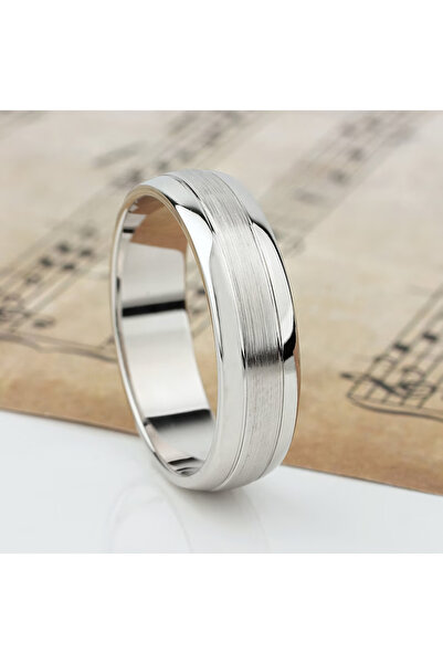 deren gümüş 6mm Erkek Gümüş Alyans - Mat Detaylı Şık Tasarım