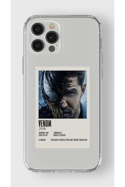 Multitronic حافظة شفافة مطبوعة بتصميم ملصق Venom Minimalist متوافقة مع هاتف I...