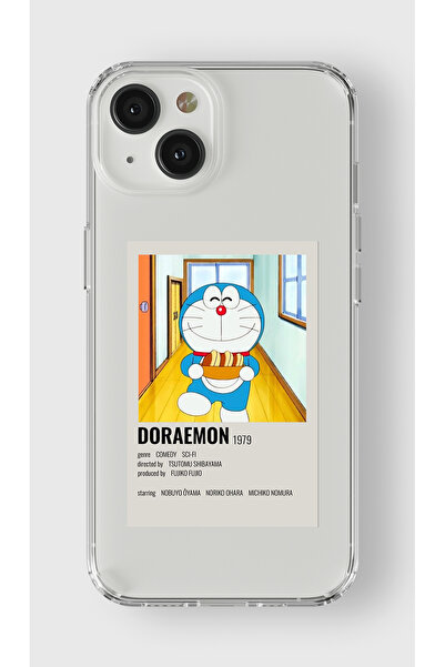 Multitronic Iphone 13 Uyumlu Doraemon Minimalist Poster Tasarım Baskılı Şeffa...