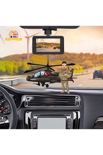 3D Hediye Dünyası Atak helikopter pilot  asker  Araba Dikiz ayna süsü