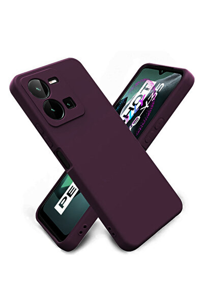 Molly Vivo Y22S İçin Derin Mor Liquid İçi Kadife Silikon Kılıf