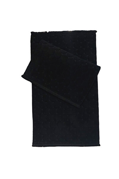 Alanur Home Welsoft Black Bamboo Polka Dot Toilet Set - 2 Pieces