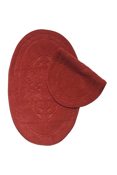 Alanur Home Χαλάκι μπάνιου Damaks Οβάλ Βαμβακερό 2 Συσκευασία Κόκκινο