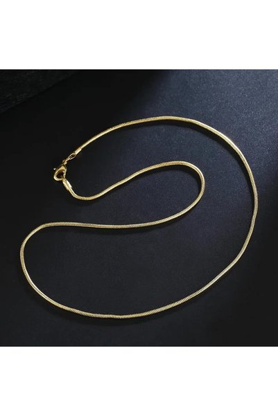 ESJ Stainless Steel Italian Tubular Chain Unisex Necklace 4 mm 65 cm Color: Gold
