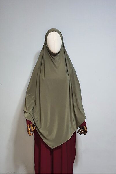 AHRAR tesettür لون كاكي ماكسي جاهز باجلاما - حجاب أومرا وسودي سوفلي كيمار