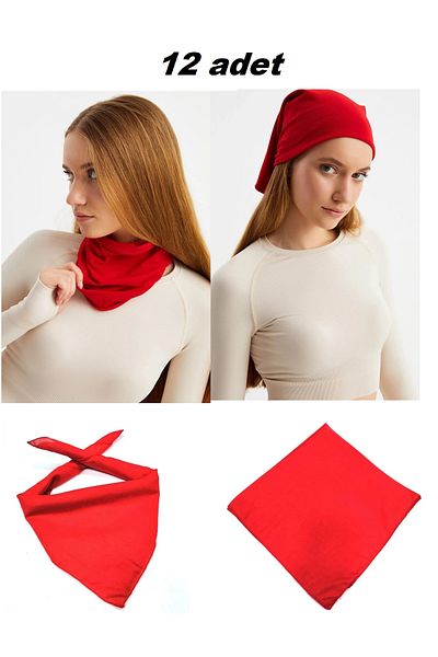 Herşey Nota Red Plain Scarf 23 April, 29 October, 30 August, 19 May (12 pieces)
