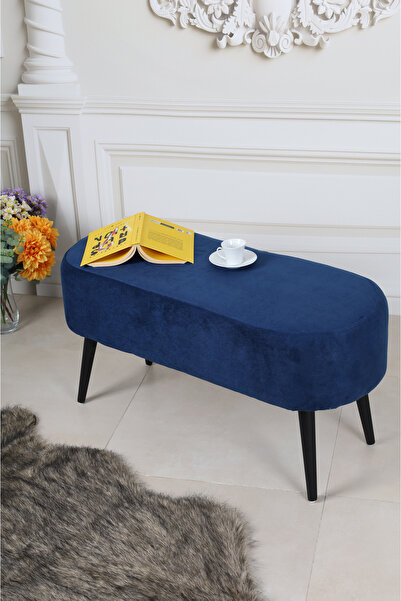 PufyHome LUNA MAVİ 90 CM LARGE SİYAH GÜRGEN AYAKLI ÇOK AMAÇLI BENCH PUF KOLTUK