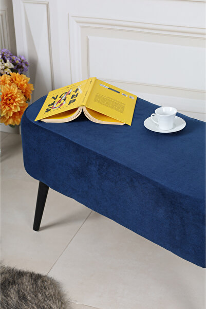 PufyHome LUNA MAVİ 90 CM LARGE SİYAH GÜRGEN AYAKLI ÇOK AMAÇLI BENCH PUF KOLTUK